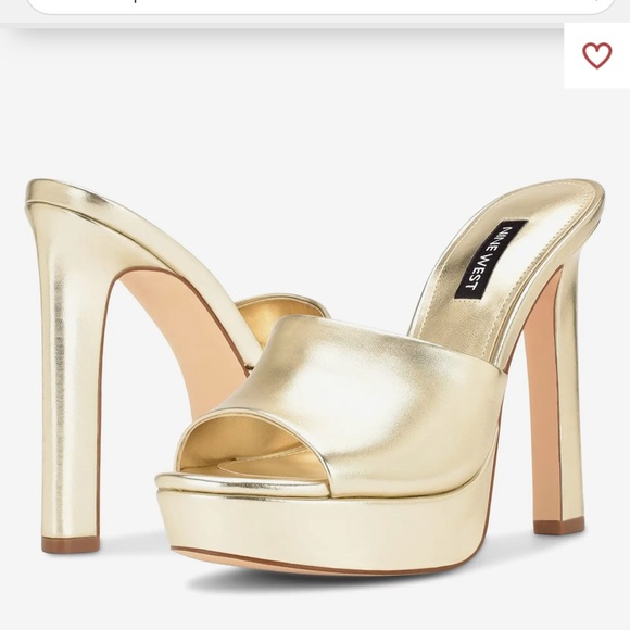 NIB Nine West Wilia Platform Heels in Gold - Sz 9 - Picture 3 of 12